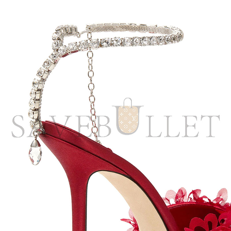 J1m*y Ch00 saeda 100ruby red mesh pumps with petal embroidery saeda100bsr